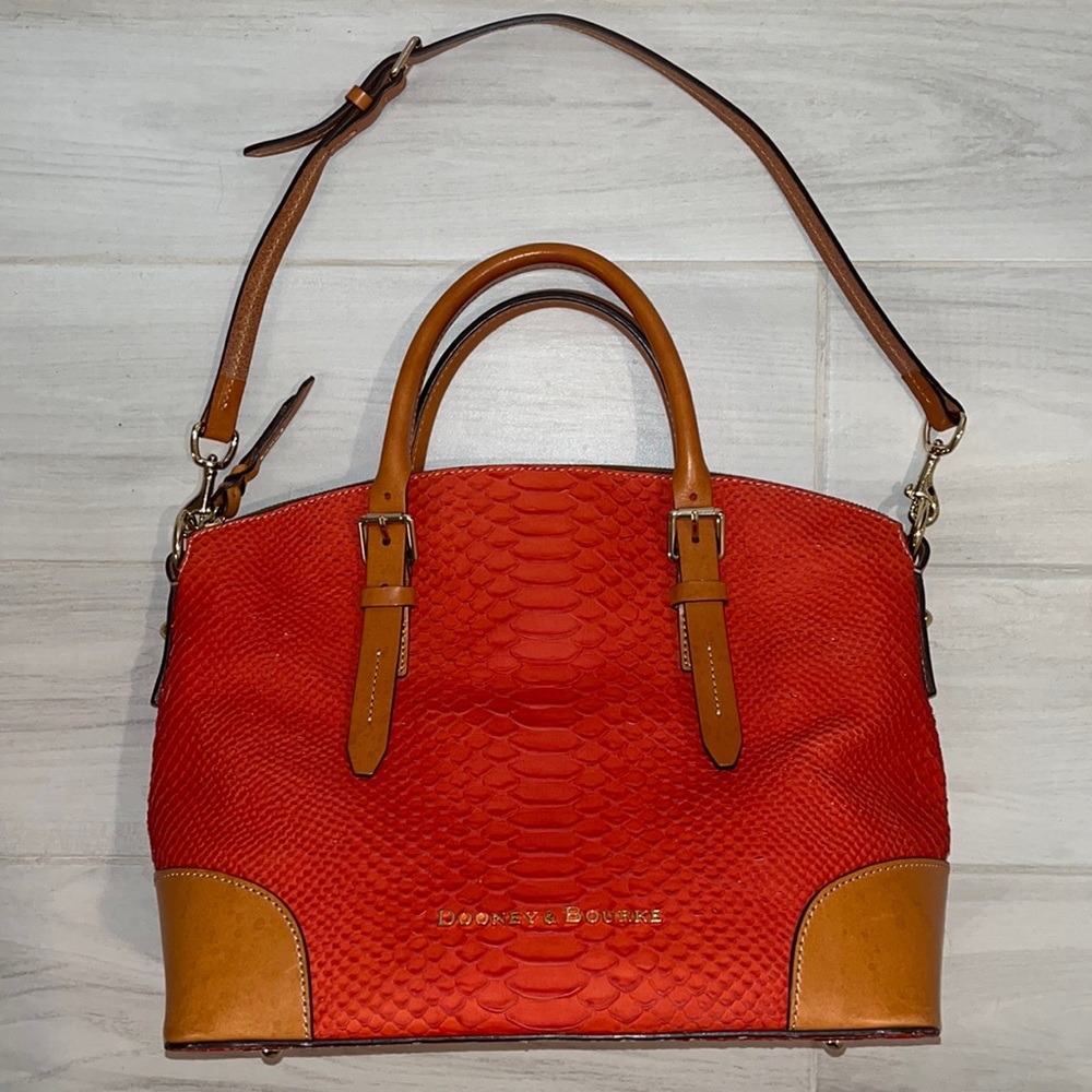 Dooney & Bourke burnt orange textured leather satchel bag
